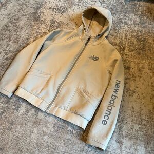 New Balance Zip Up Hoodie Jacket Smooth Scuba Material Size Large Cream